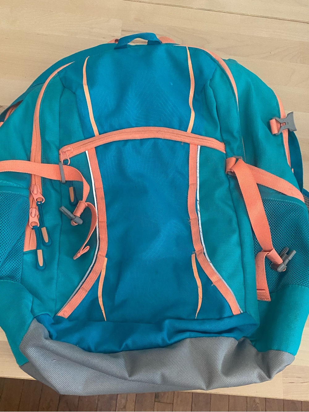 Land’end Teal and Coral Women’s Everyday Backpack - Lightweight Travel Bag